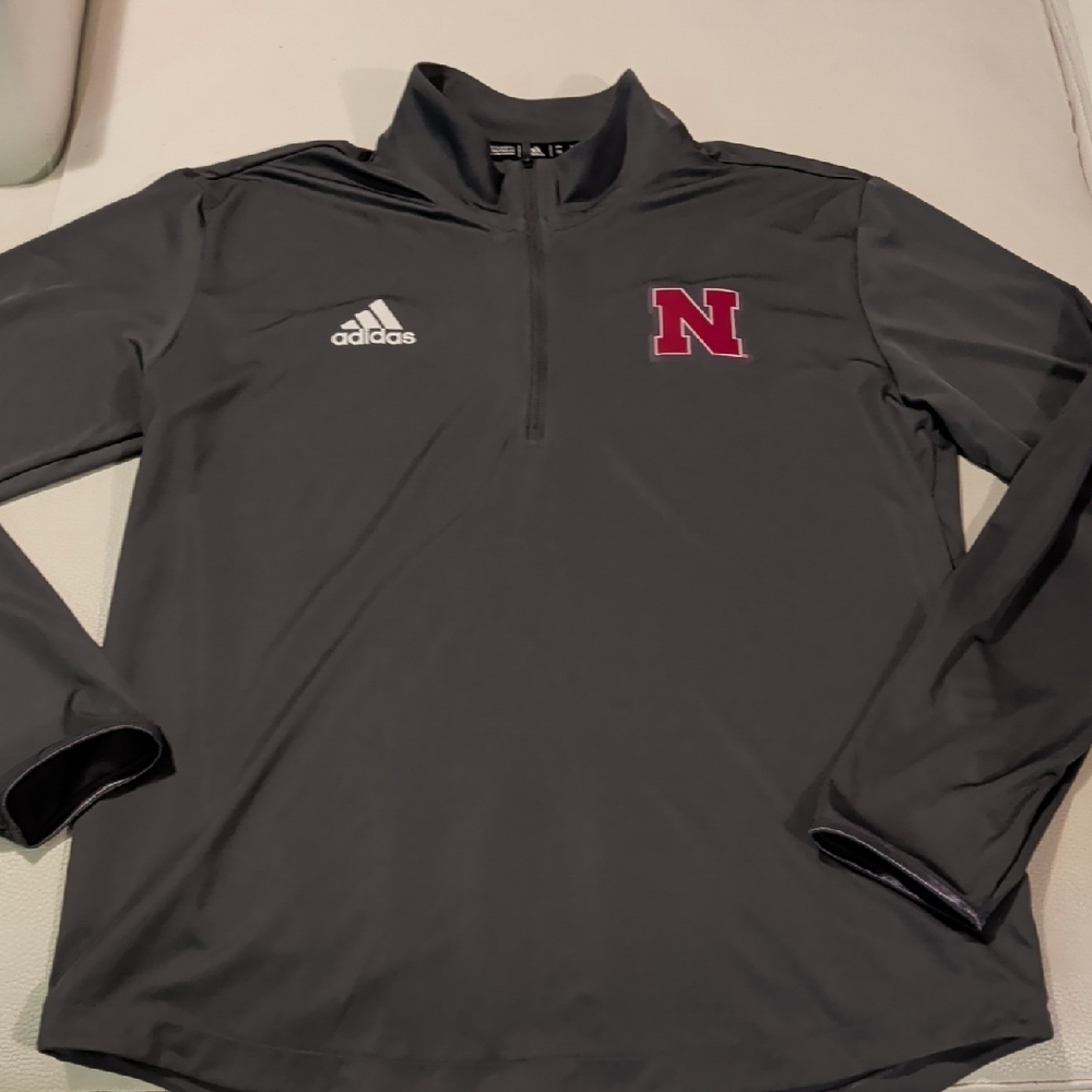 Adidas Dark Gray Nebraska Cornhuskers Quarter-Zip